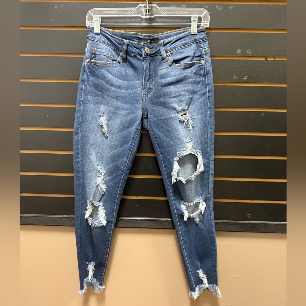 KanCan Distressed Skinny Jeans Size 26 High Rise Raw Hem Stretch